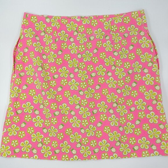 Lilly Pulitzer Skirt Womens Sz 2 Retro Floral Lady Bugs Dune Buggy Pockets Snap - Picture 10 of 12